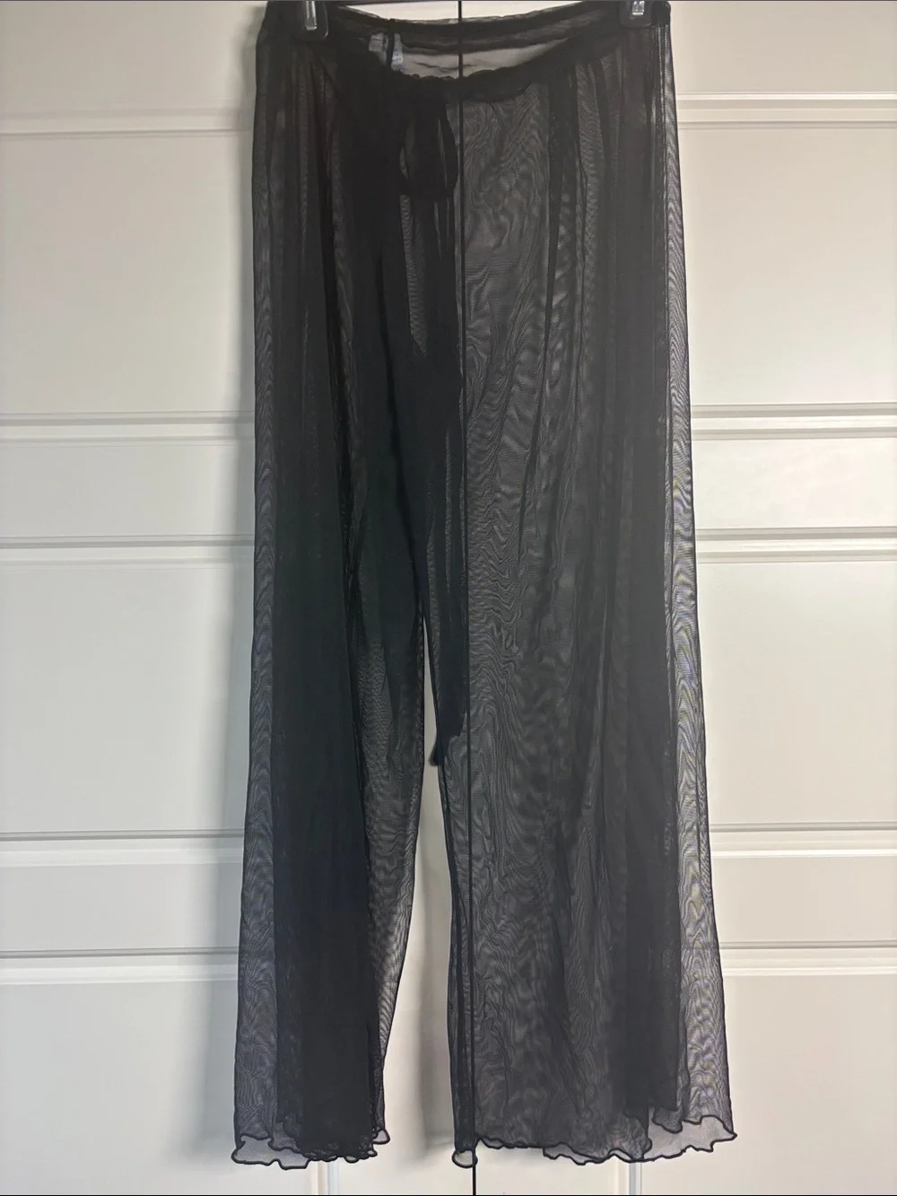 Black Sheer Mesh Swim Coverup Pants - Women